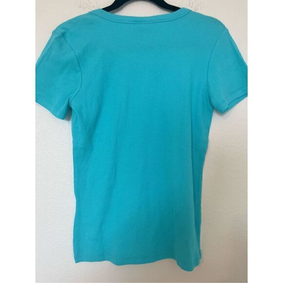 Jenni Ribbed Aqua Blue Tee - New - Picture 4 of 4